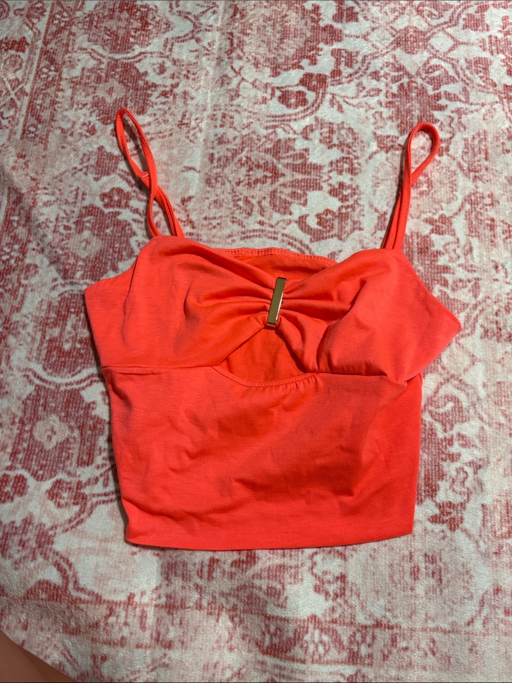 Women's Neon pink Cropped Spaghetti-Strap Top